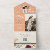 ストリングラ素朴イト結婚フローラのQRコード オールインワン招待状 (内側)