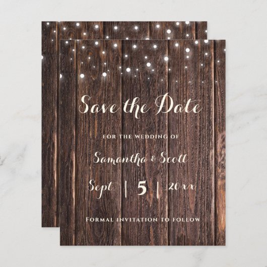 ストリングラ素朴イト結婚式の日付カードの保存 (正面/裏面)