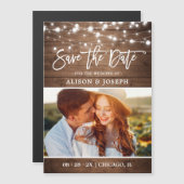 ストリングラ素朴イト結婚式の日付磁石を保存 (正面/裏面)