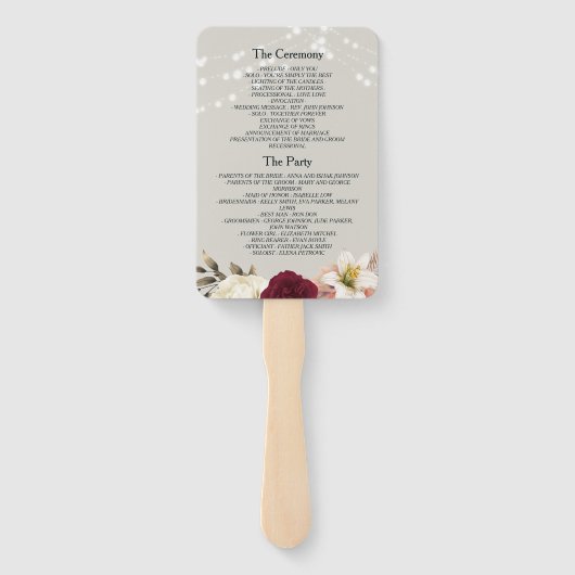 ストリングラ素朴イト結婚式 プログラムファン ハンドファン (裏面)