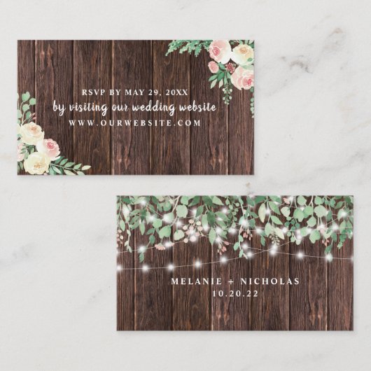 ストリングラ素朴イト結婚式RSVPウェブサイトカード エンクロージャーカード (正面/裏面)