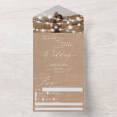 ストリングラ素朴イト茶色のクラフト結婚フォト オールインワン招待状 (内側)