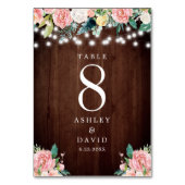 ストリングラ素朴イト赤面ピンクフローラ結婚ズ テーブルナンバー (正面)