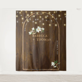 ストリングラ素朴イト金ゴールドアーチマグノリア結婚ズ タペストリー