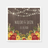 ストリングラ素朴イト&ひまわり結婚の花 スタンダードカクテルナプキン (正面)