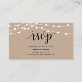 ストリングラ素朴イト、ブラックスクリプト、ウェディングRSVP エンクロージャーカード