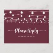 ストリングラ素朴イトBurgundyメニュー選択RSVP ポストカード (正面)