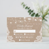 ストリングラ素朴イトBurlap Laceメニュー選択RSVP 出欠カード (スタンド正面)