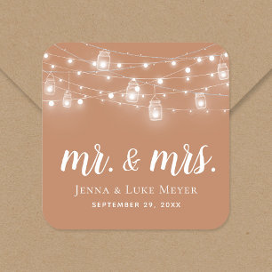 ストリングラ素朴イトMr.とMrs.のモノグラ結婚ム スクエアシール