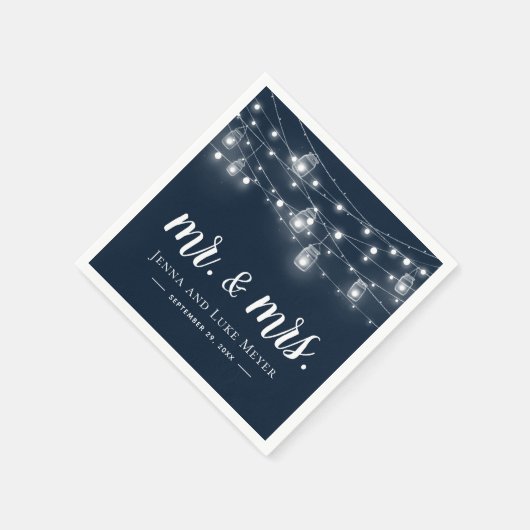 ストリングラ素朴イトMr.とMrs.のモノグラ結婚ム スタンダードカクテルナプキン (角)