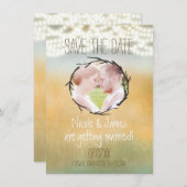 ストリングラ素朴イトPHOTOカードの日付を保存する 招待状 (正面/裏面)