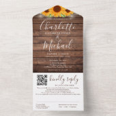 ストリングラ素朴イトQRコードヒマワリ結婚ーズ オールインワン招待状 (内側)