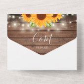 ストリングラ素朴イトQRコードヒマワリ結婚ーズ オールインワン招待状 (裏面)