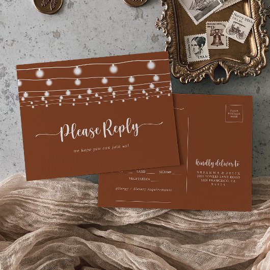 ストリングラ素朴イトTerracottaメニュー選択RSVP ポストカード