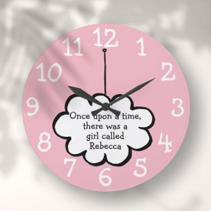 ストリング上のかわいい雲 – ピンクパーソナライズされたおもしろい ラージ壁時計