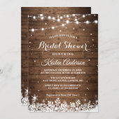 ストリング素朴ライトスノーフレークウィンターブライダルシャワー 招待状 (正面/裏面)