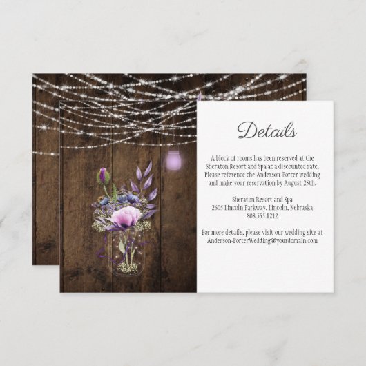 ストリング素朴ライトメイソンジャーバイオレットエンクロージャ エンクロージャーカード (正面/裏面)