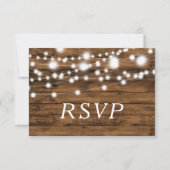 ストリング ライト ウッド アンド レース RSVP カード (正面)