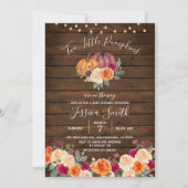 ストリング ライト ウッド ツー リトル パンプキン ベイビー シャワー 招待状 (正面)