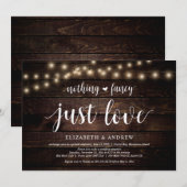 ストリング ライト ファーム, 木材, 結婚式の秘密の誓いパーティー 招待状 (正面/裏面)