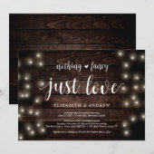 ストリング ライト ファーム, 木材, 結婚式の秘密の誓い パーティー 招待状 (正面/裏面)