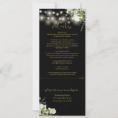 ストリング ライト フローラル ブラック ゴールド オール イン ワン ウェディング 招待状 (裏面)