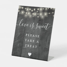 ストリング ライト ブラック ウッド ラブ イズ スウィート フェイバー 台座サイン