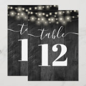 ストリング ライト ブラック バーン ウッド ボホ テーブル ナンバー 招待状 (正面/裏面)