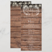 ストリング ライト ラスティック ウッド フラワーズ ウェディング メニュー (正面/裏面)