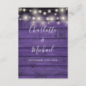 ストリング ライト ラスティック パープル ウッド ウェディング ディテール エンクロージャーカード (裏面)