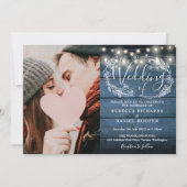 ストリング ライト ラスティック ブルー 写真 全てが揃った結婚式 招待状 (正面)