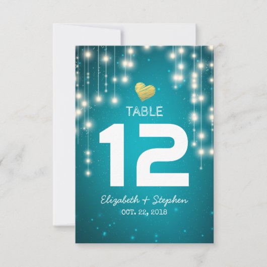 ストリング ライト 結婚式 着席場所 テーブル番号 招待状 (正面)