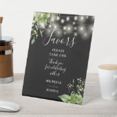 ストリング ライト 緑の植物 黒と白のギフト 台座サイン (インサイチュ)