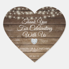 ストリンパーソナライズされたグ素朴ライツウッド結婚ズ ハートシール