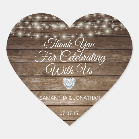 ストリンパーソナライズされたグ素朴ライツウッド結婚ズ ハートシール (正面)