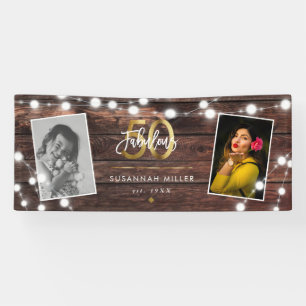 ストリンモダングライト金ゴールドFab 50th誕生日 横断幕