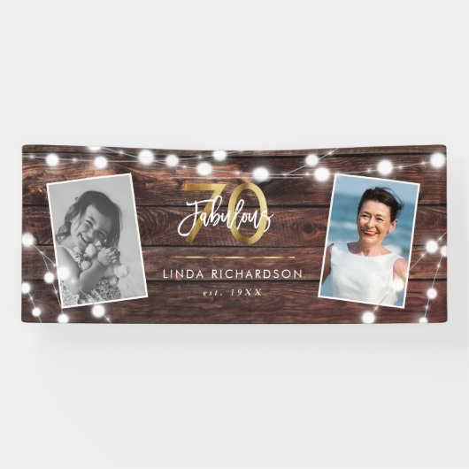 ストリンモダングライト金ゴールドFab 70th誕生日 横断幕 (横)