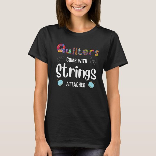 ストリン来グ付きキルターキルティングサイン Tシャツ (正面)