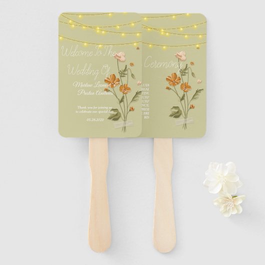 ストリン素朴グライトトレンディー結婚フローラ ハンドファン (正面&裏面)