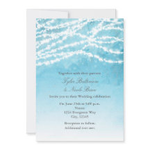 ストリン素朴グライトブルー結婚式招待状