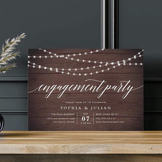 ストリン素朴グライト婚約パーティ招待状 招待状