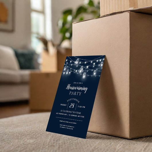ストリン素朴グライト引っ越し祝いパーティーパーティの招待状 招待状