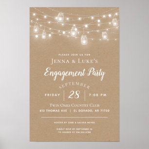 ストリン素朴グライト結婚のサイン ポスター