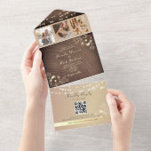 ストリン素朴グライト結婚のQRコード オールインワン招待状 (貼ってはがせる)