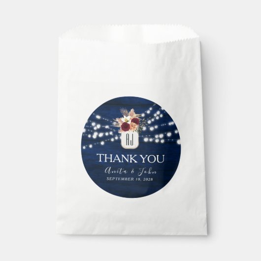 ストリン素朴グライト結婚式の引き出物バッグ フェイバーバッグ (正面)