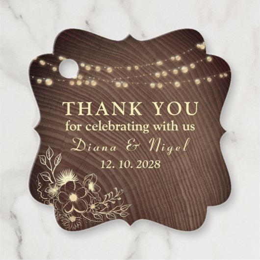 ストリン素朴グライト結婚式の引き出物ラベル フェイバータグ (正面)