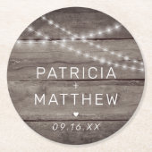 ストリン素朴グライト結婚式の引き出物 ラウンドペーパーコースター (正面)