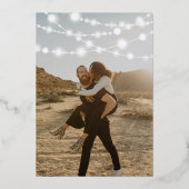 ストリン素朴グライト茶色の木2枚結婚写真 箔招待状 (裏面)