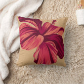 ストリーキーハワイアンハイビスカスフーリネンスクエアピローズ クッション (ブランケット)
