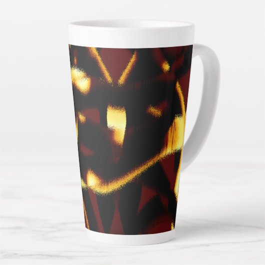 ストリークが燃えた黄色い見た目はテリーまたは欠陥のあるスプレー カフェラテマグ (右アングル)